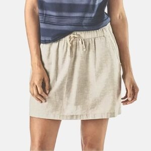 Patagonia Island Hemp Organic Cotton Blend Beach Skirt Light Gray Drawstring Tie